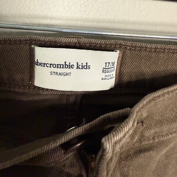 abercrombie kids Brown Straight Leg Casual Pants -‎ Size 17/18 - Picture 5 of 5